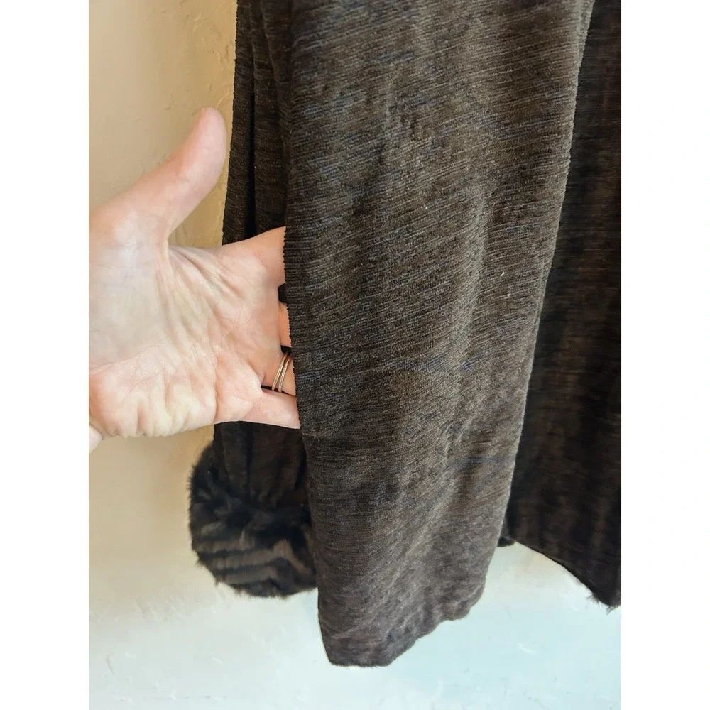 Silverado Faux Fur Trim Long Coat L Western Boho Cowgirl Retro Brown Jacket‎